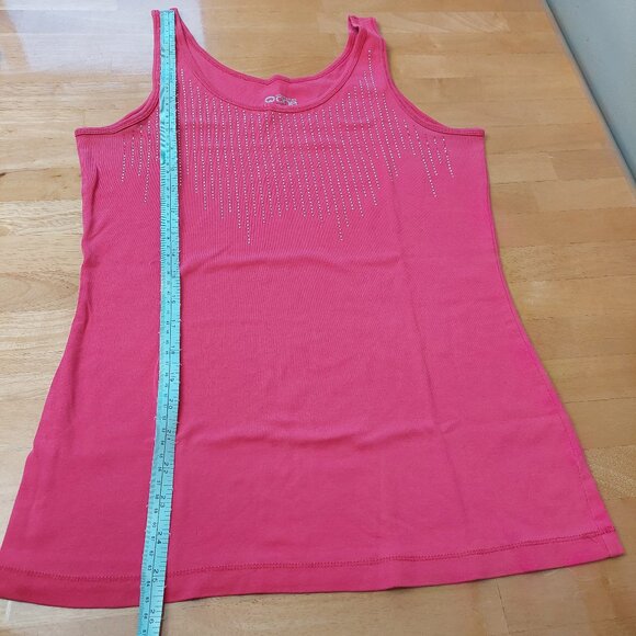 Warehouse One scoop neck tank front embellished detail Pink Women's Large - Picture 7 of 7